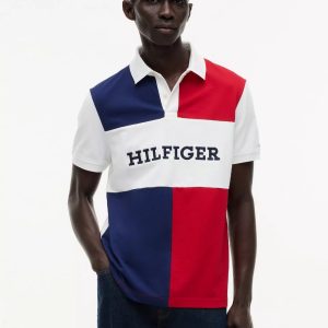 Regular Fit Colorblock Polo-Medium Red