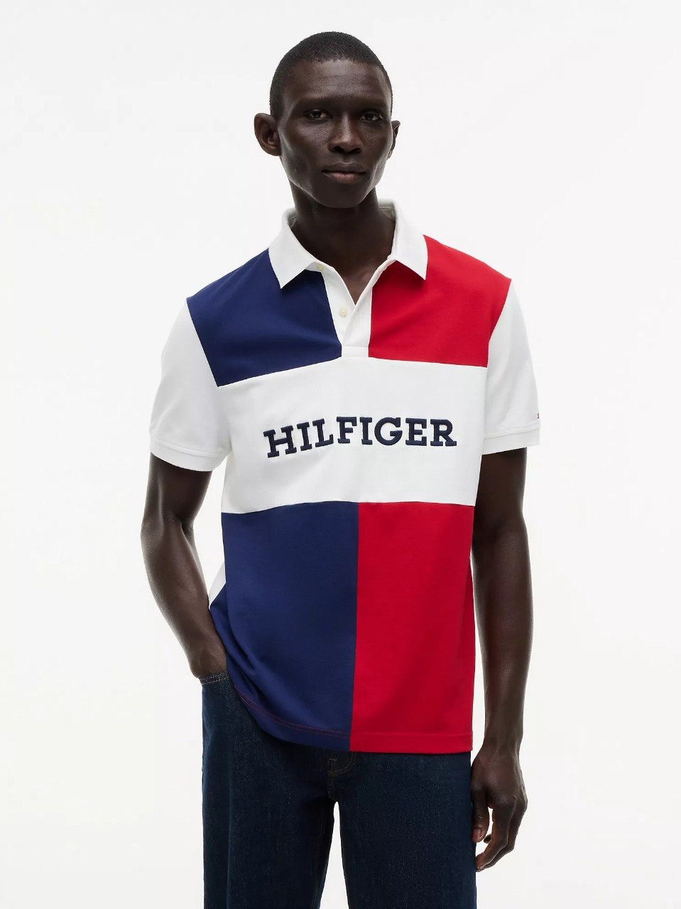Regular Fit Colorblock Polo-Medium Red