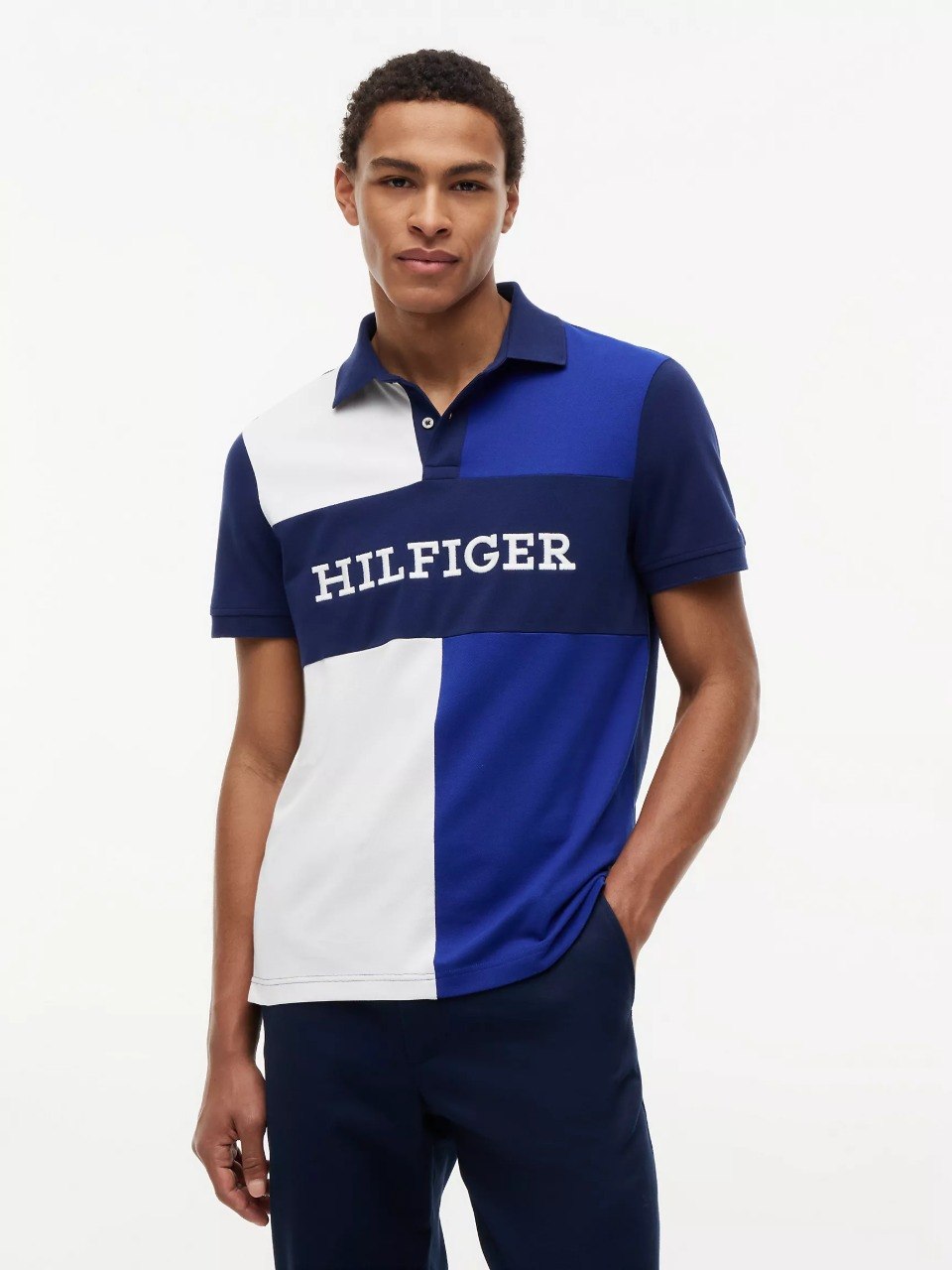 Regular Fit Colorblock Polo-Wedge Blue/White Colorblock