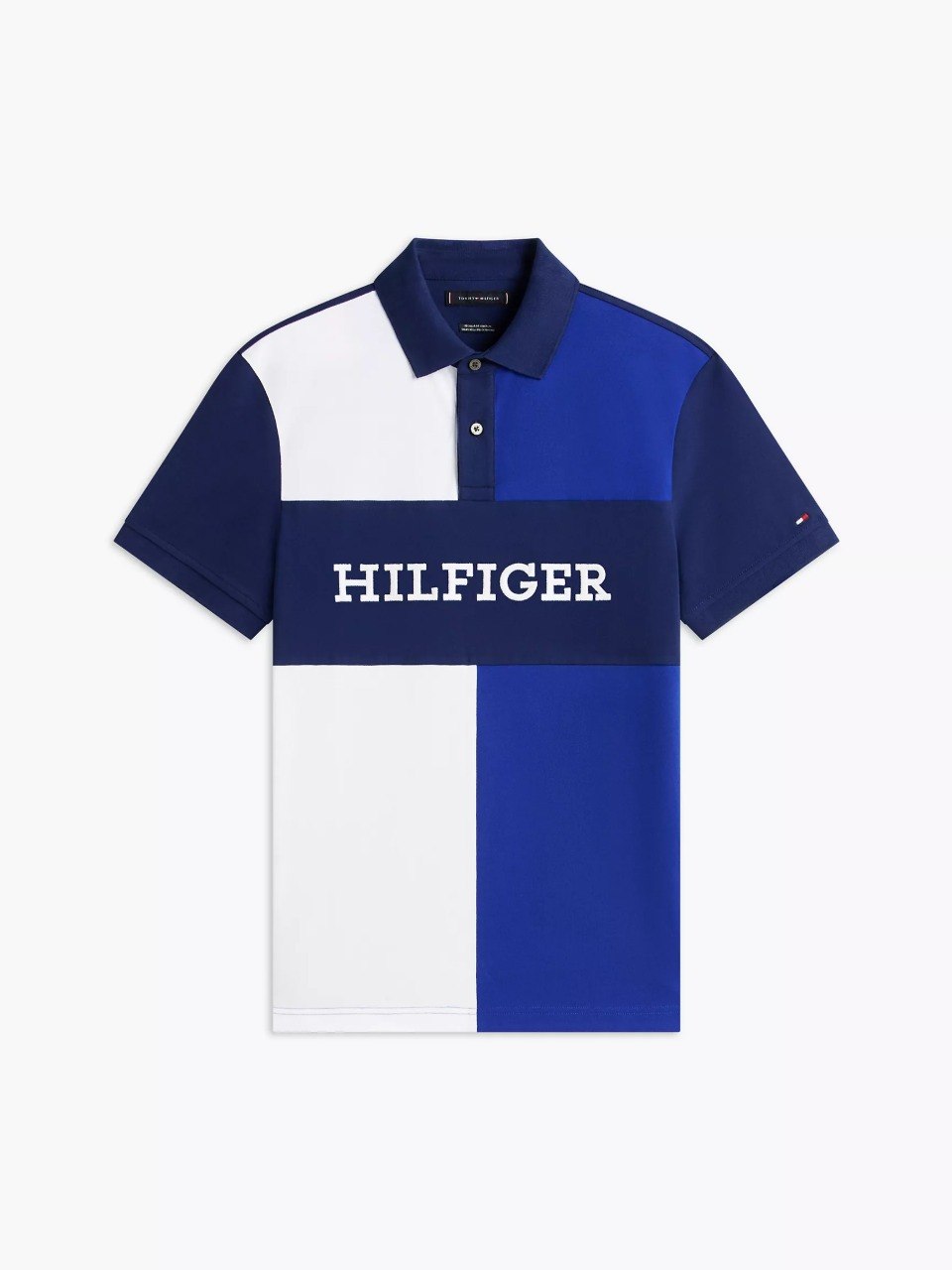Regular Fit Colorblock Polo-Wedge Blue/White Colorblock - Image 3