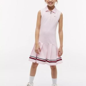 Kids' Sleeveless Pleated Polo Dress-Ballerina
