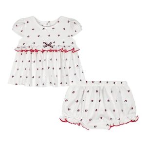 Tommy Heart Logo Top & Bloomers Set-White