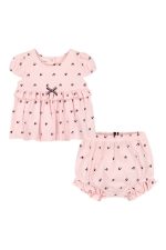 Tommy Heart Logo Top & Bloomers Set-Dark Pink