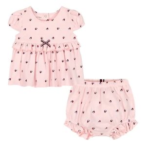 Tommy Heart Logo Top & Bloomers Set-Dark Pink