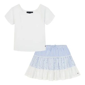 Kids' Top & Skort Set-White Multi