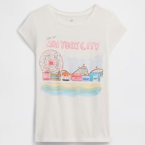Kids Graphic T-Shirt-New York White