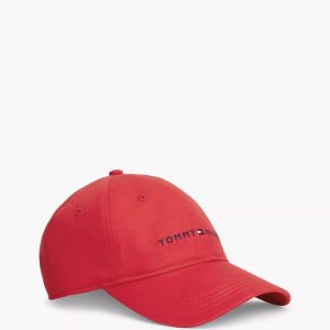 Embroidered Tommy Logo Baseball Cap-Apple Red