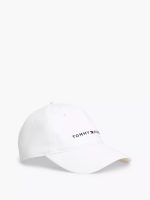 Embroidered Tommy Logo Baseball Cap-Bright White
