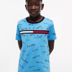Kids' Allover Signature T-Shirt-Frigid Blue