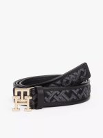 Monogram-Buckle Jacquard Belt-Black