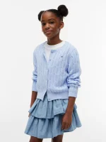Kids' Cable Knit Cardigan-Sweet Blue