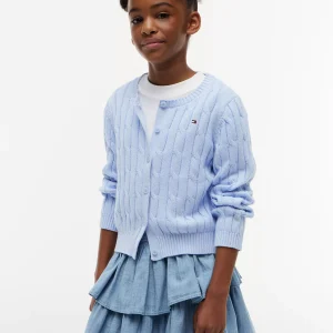 Kids' Cable Knit Cardigan-Sweet Blue