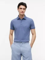 Slim Fit Stretch Pique Polo-Faded Indigo