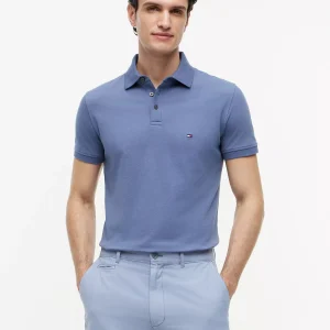 Slim Fit Stretch Pique Polo-Faded Indigo