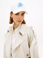 Embroidered Script Monogram Baseball Cap-Ecru