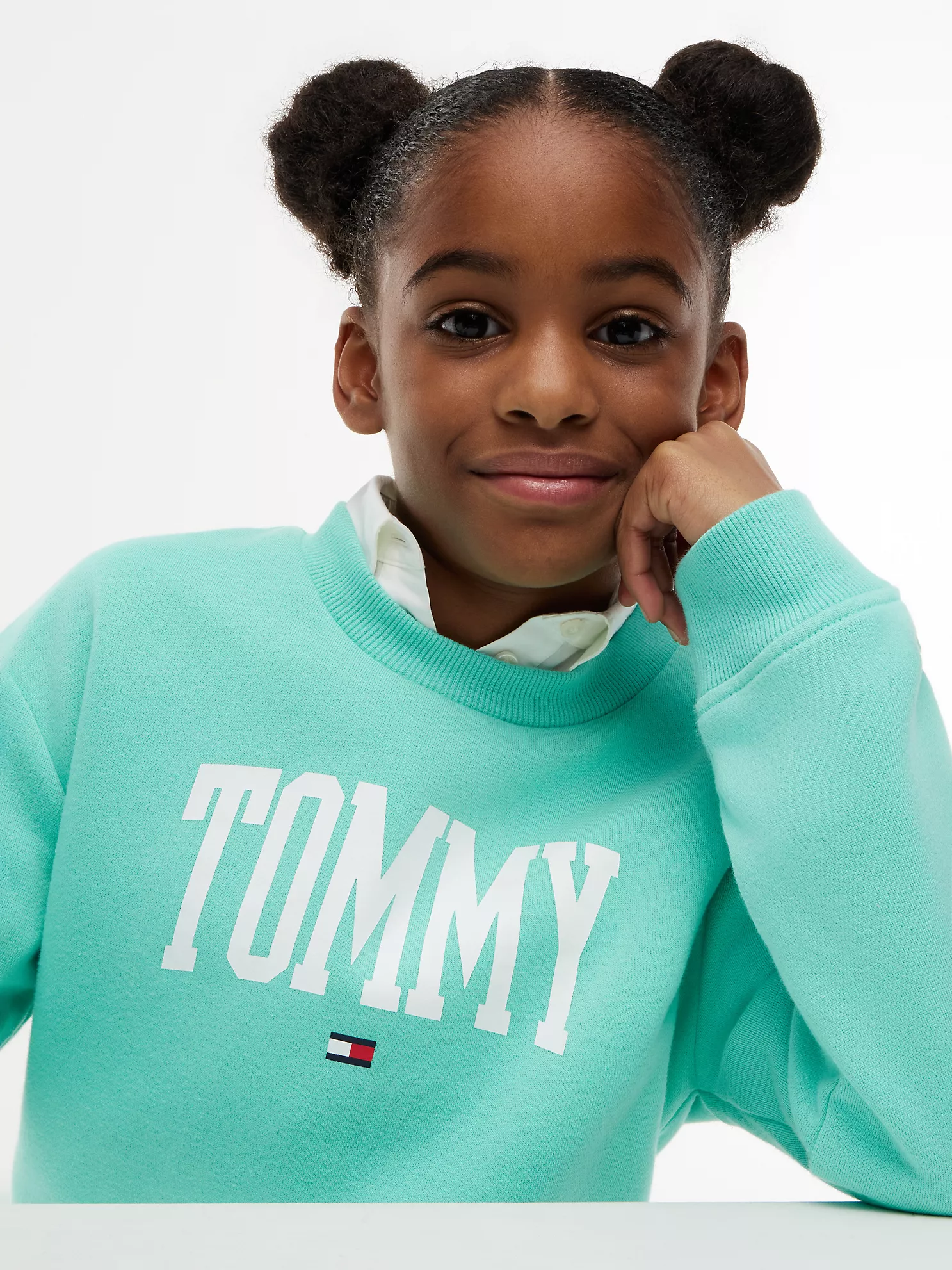 Kids' Tommy Logo Sweatshirt-Light Jade Green - Image 3