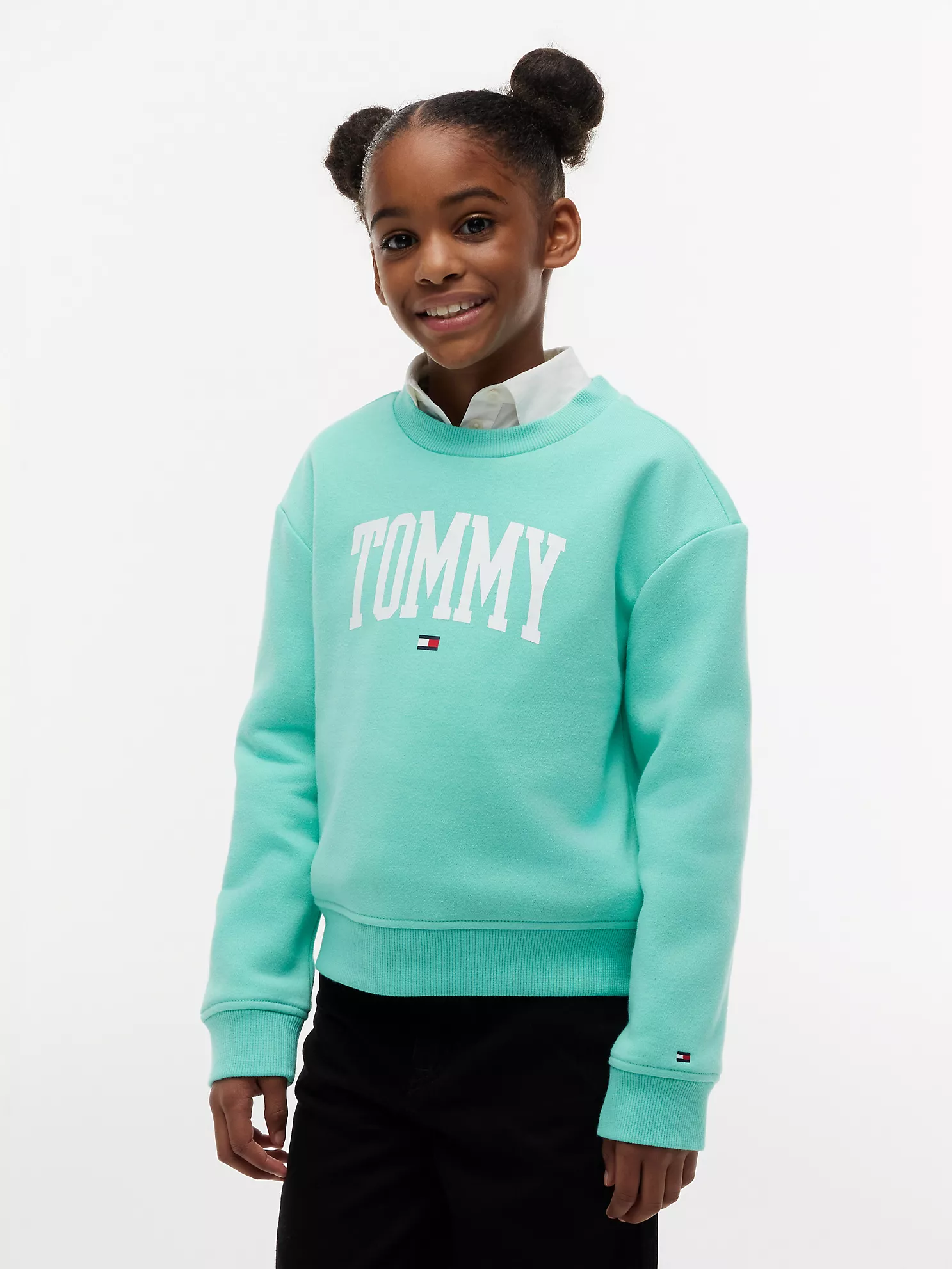 Kids' Tommy Logo Sweatshirt-Light Jade Green