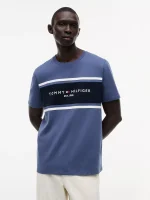 Hilfiger Block Stripe Logo T-Shirt-Faded Indigo