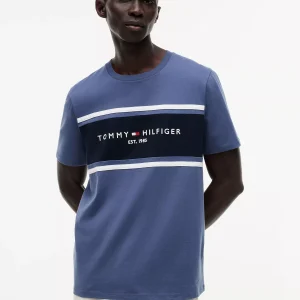 Hilfiger Block Stripe Logo T-Shirt-Faded Indigo