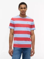 Rugby Stripe T-Shirt-Vintage Red/Light Blue Stripe