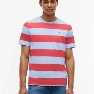 Rugby Stripe T-Shirt-Vintage Red/Light Blue Stripe