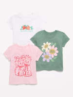 Short-Sleeve Graphic T-Shirt 3-Pack for Girls-Blush On You