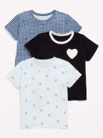 Softest Short-Sleeve T-Shirt 3-Pack for Girls-Blue Teddy Bear