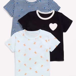 Softest Short-Sleeve T-Shirt 3-Pack for Girls-Blue Teddy Bear