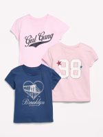 Short-Sleeve Graphic T-Shirt 3-Pack for Girls-Pacific Blue