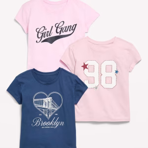 Short-Sleeve Graphic T-Shirt 3-Pack for Girls-Pacific Blue