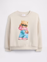babyGap Crewneck Sweatshirt- Girl Bear Graphic Beige