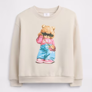 babyGap Crewneck Sweatshirt- Girl Bear Graphic Beige