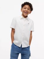 Kids' Linen-Cotton Blend Shirt-Th Optic White