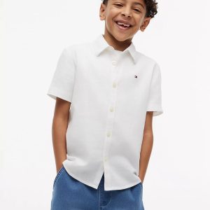 Kids' Linen-Cotton Blend Shirt-Th Optic White