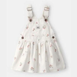 Toddler Girl Strawberry Skirtall-White
