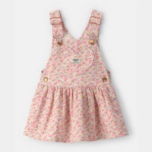 Baby Girl Floral Heart Pocket Skirtall-Pink