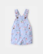 Baby Girl Cherry Canvas Shortall-Blue