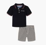 Knit Polo & Shorts Set-Navy