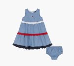 Baby Tommy Hilfiger Tiered Denim Dress & Bloomers-Blue