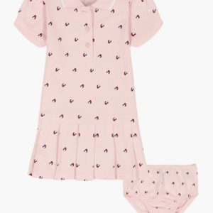Baby Tommy Hilfiger Heart Polo Dress & Bloomers Set-Dark Pink