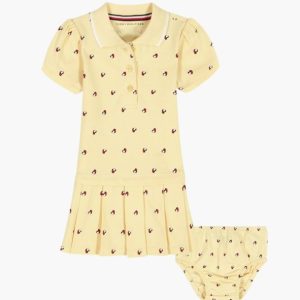 Baby Tommy Hilfiger Heart Polo Dress & Bloomers-Gold