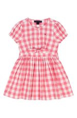 Kids' Gingham Print Dress-Pink