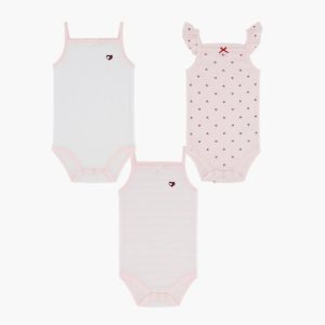 Kids' 3-Pack of Bodysuits-Pink/ White Multi