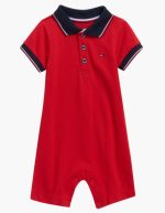 Polo Romper-Red