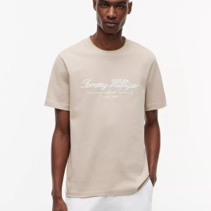 Nautical Script Logo Striped T-Shirt-Batique Khaki