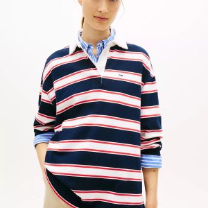 Tommy Jeans Relaxed Stripe Rugby-Dark Night Navy / Multi Stripe