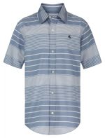 Boys Summer Stripe Button-Down Shirt-Blue