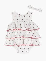 Tommy Heart Logo Bubble Bodysuit & Headband Set-White