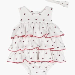 Tommy Heart Logo Bubble Bodysuit & Headband Set-White