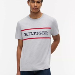 Hilfiger Logo T-Shirt-Grey Heather
